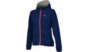 Sweatshirt padel bleu a capuche et zip pour femme la marque Babolat