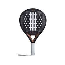 raquette de Padel moderne noire et grip blanc avec les 2 traits d'Adidas au milieu